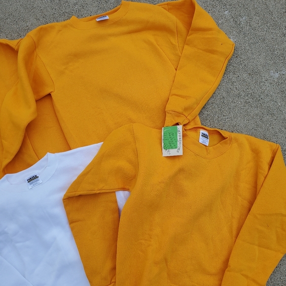 Vintage Youth XL Tultex Blank Crewneck Sweatshirt Made In USA NWT Bundle Yellow - Picture 4 of 9